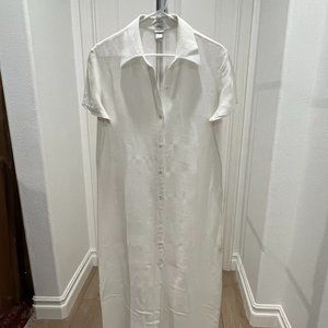 Anne Klein white Maxi shirt dress button down with slits